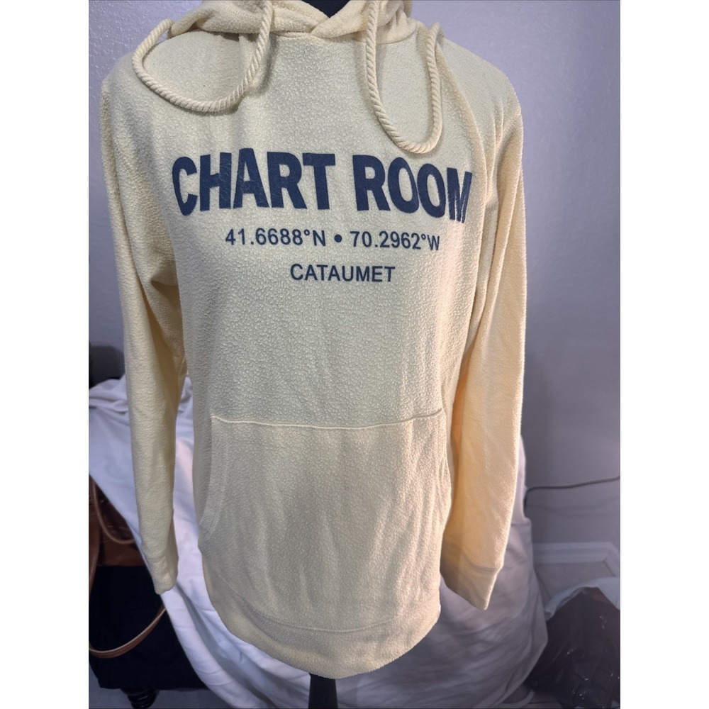 Vineyard Crew Chart Room Cataumet Hoodie Yellow Vintage Graphic  Medium